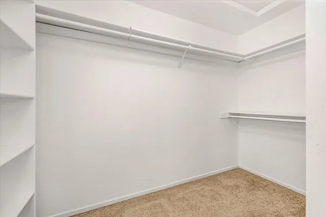 a view of an empty walk in closet