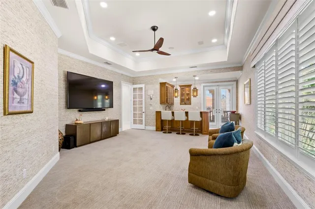 a view of a balcony with ocean view