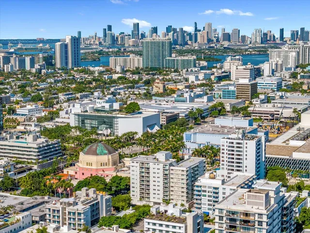 a city view with tall buildings