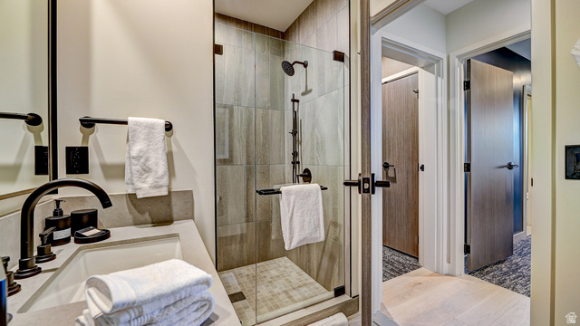 2417 West High Road, Unit 2515 Park City, UT 84098 - Photo 17 of 67 Bathroom with a shower stall and vanity