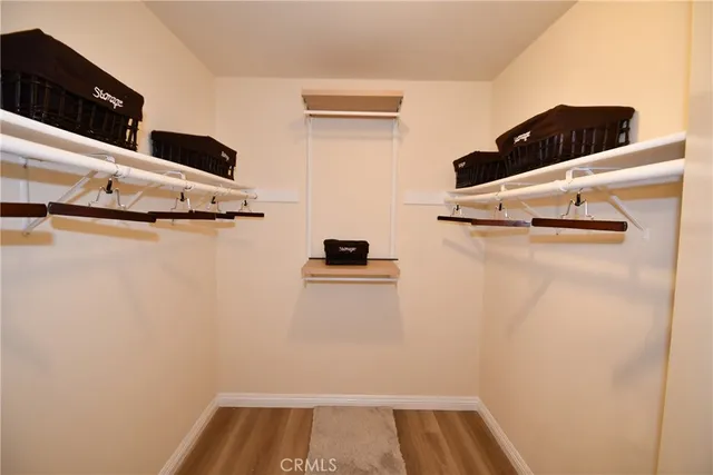 a view of a closet with storage