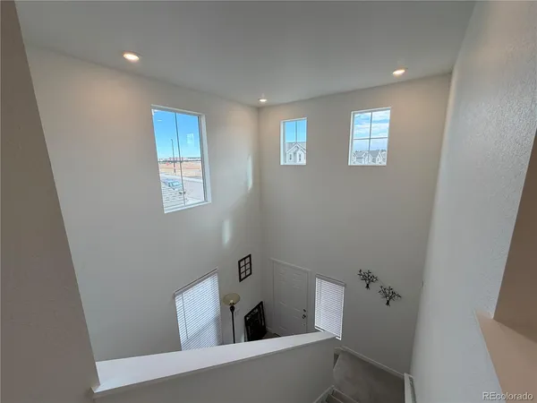 a view of small space with windows