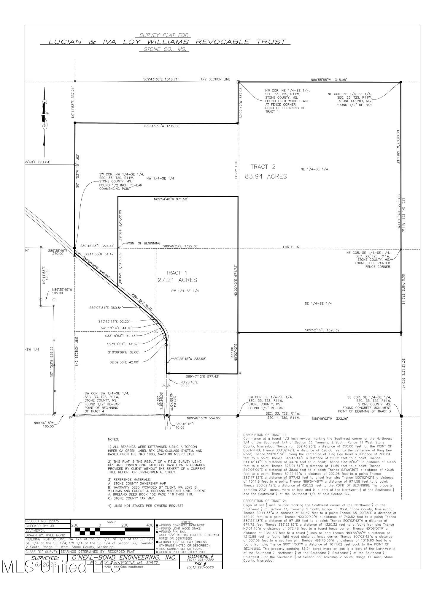 2 King Bee Road Wiggins, MS 39577 - Photo 1 of 1 Survey - Tract 2