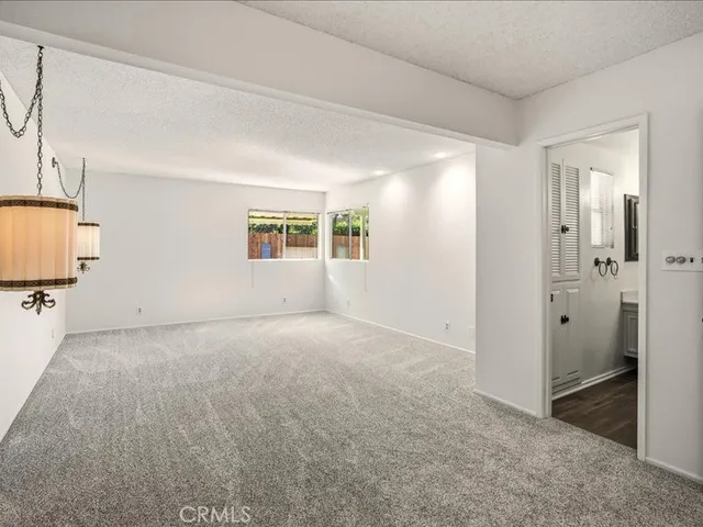 a view of a big room with closet and windows