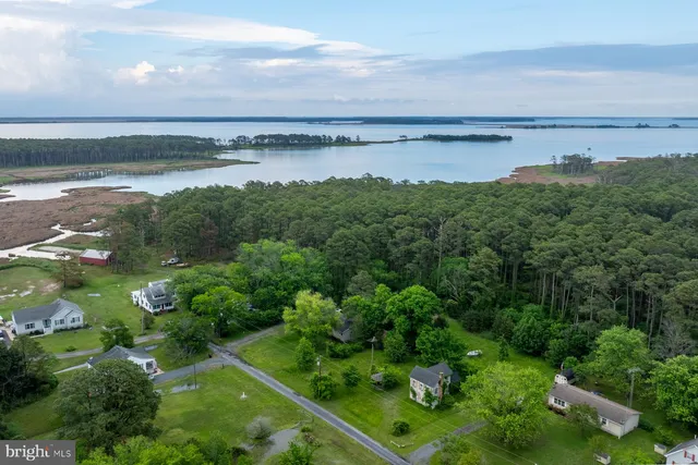 a view of a lake with a city