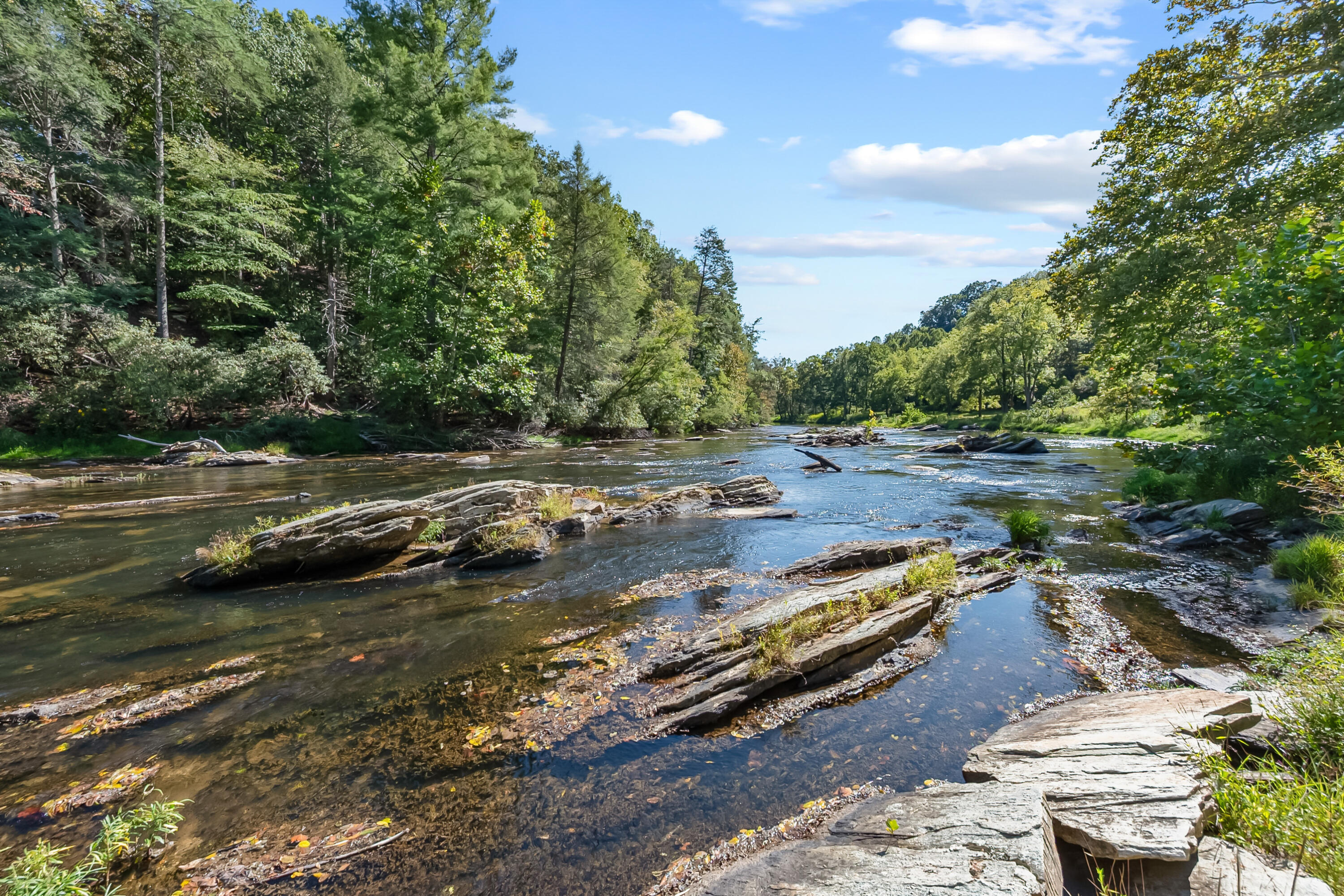 6286 Chestnut Ridge Road Riner, VA 24149 - Photo 74 of 102 a view of a lake with lawn chairs and large trees