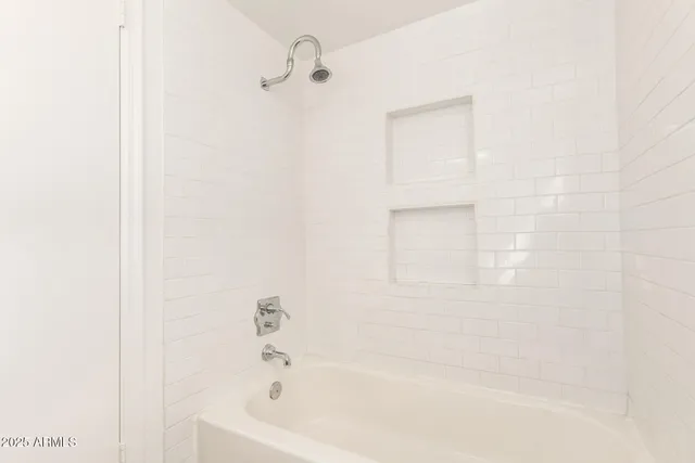 a bathroom with a bathtub