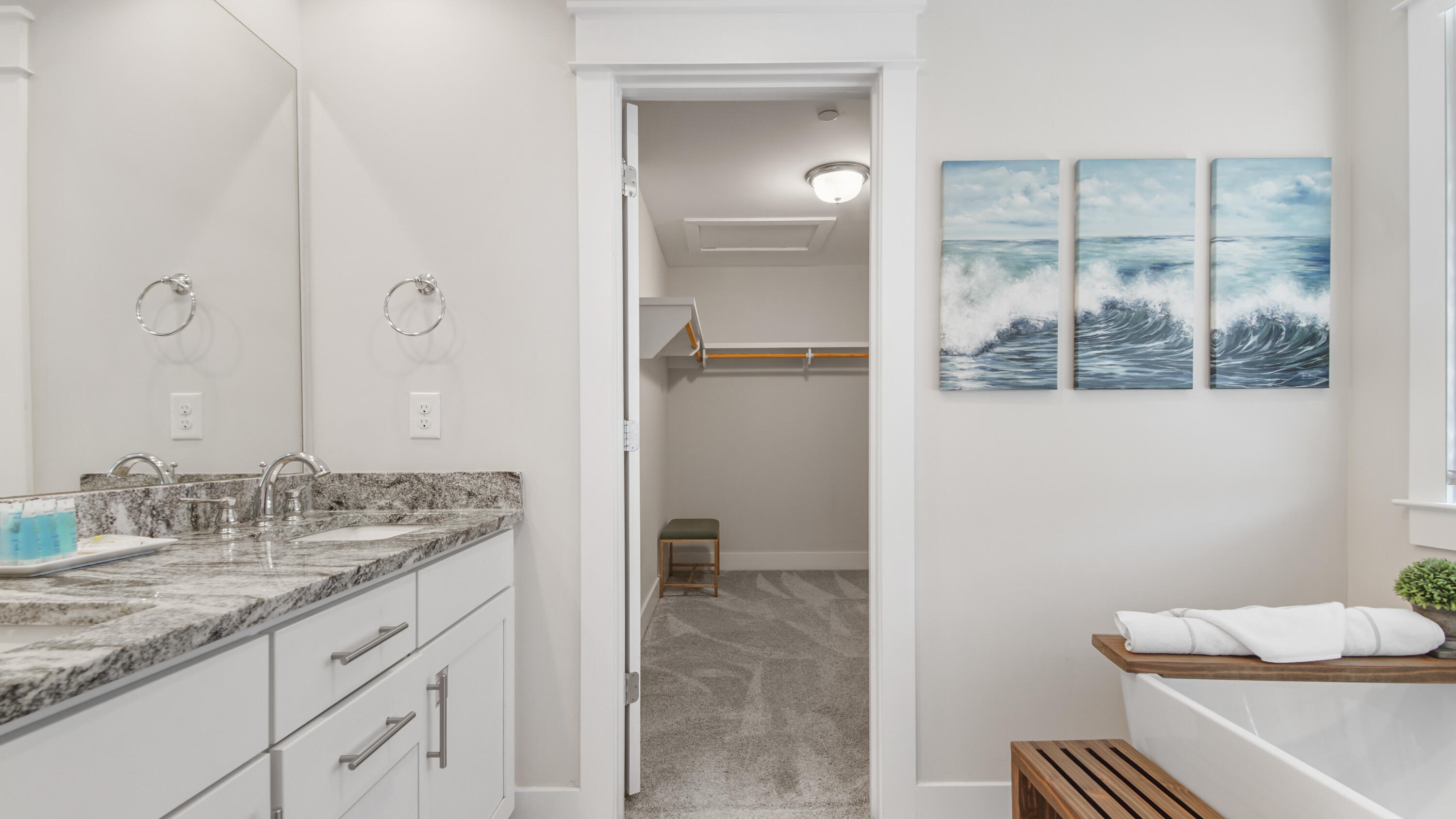 61 Charming Way Santa Rosa Beach, FL 32459 - Photo 31 of 41 a bathroom with a granite countertop sink and a mirror