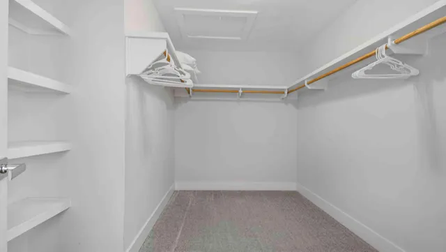 a view of a room with racks on the wall