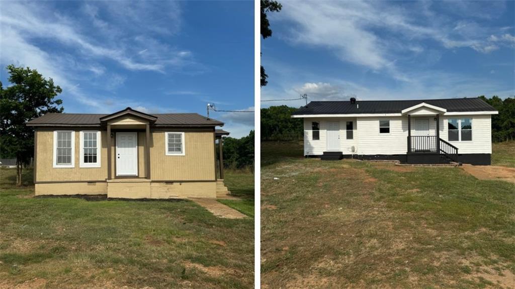 a view of a house with a backyard