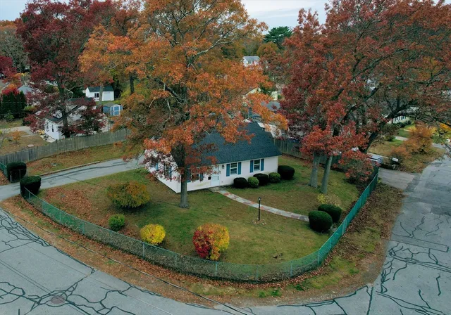 an aerial view of a house