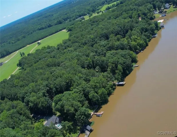 an aerial view of a forest with houses