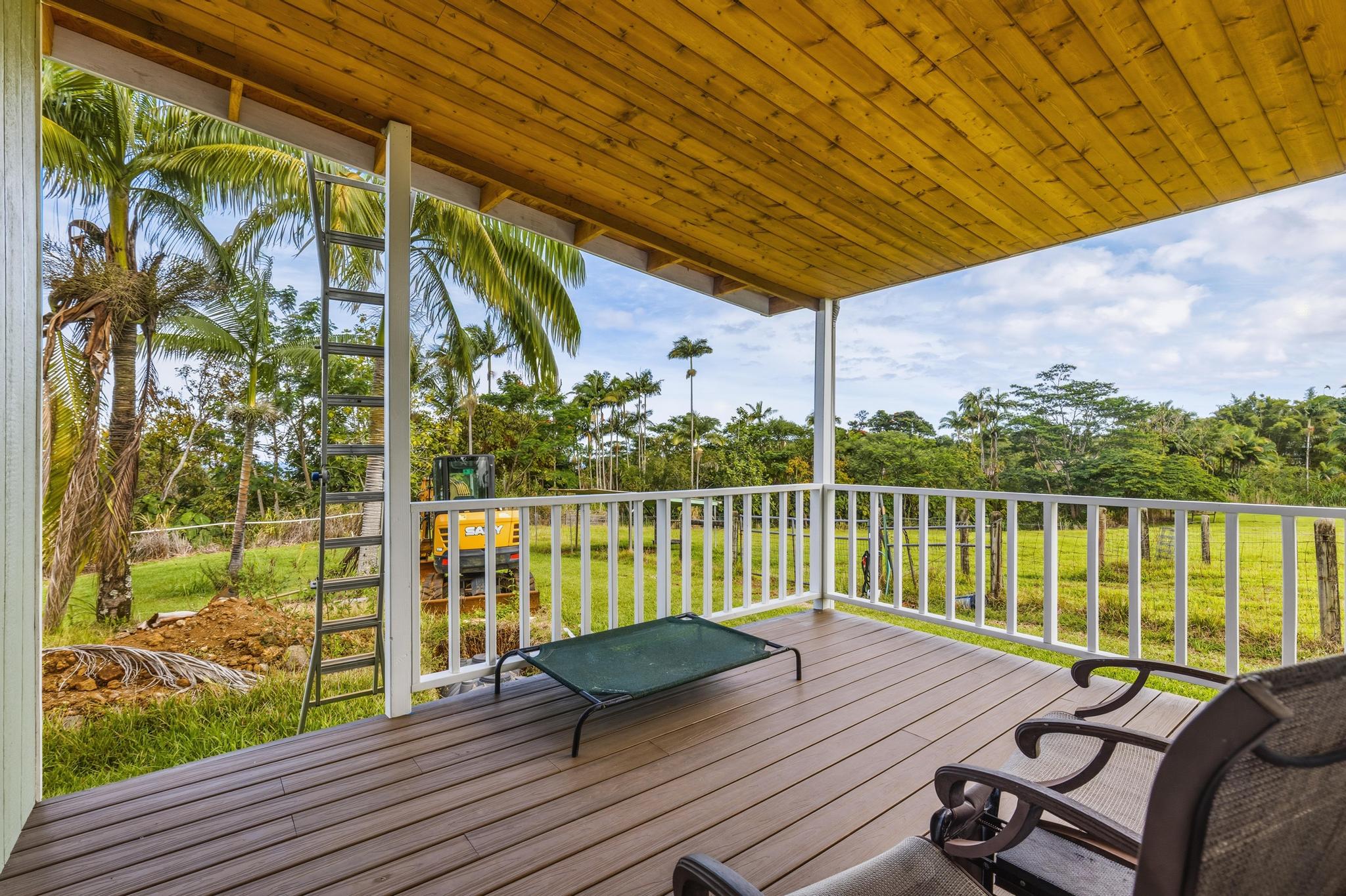 7 Iliopua Road Honomu, HI 96728 - Photo 18 of 30 a view of a balcony with lake view and wooden floor