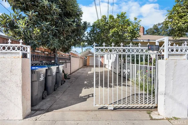 a view of a building with a bench