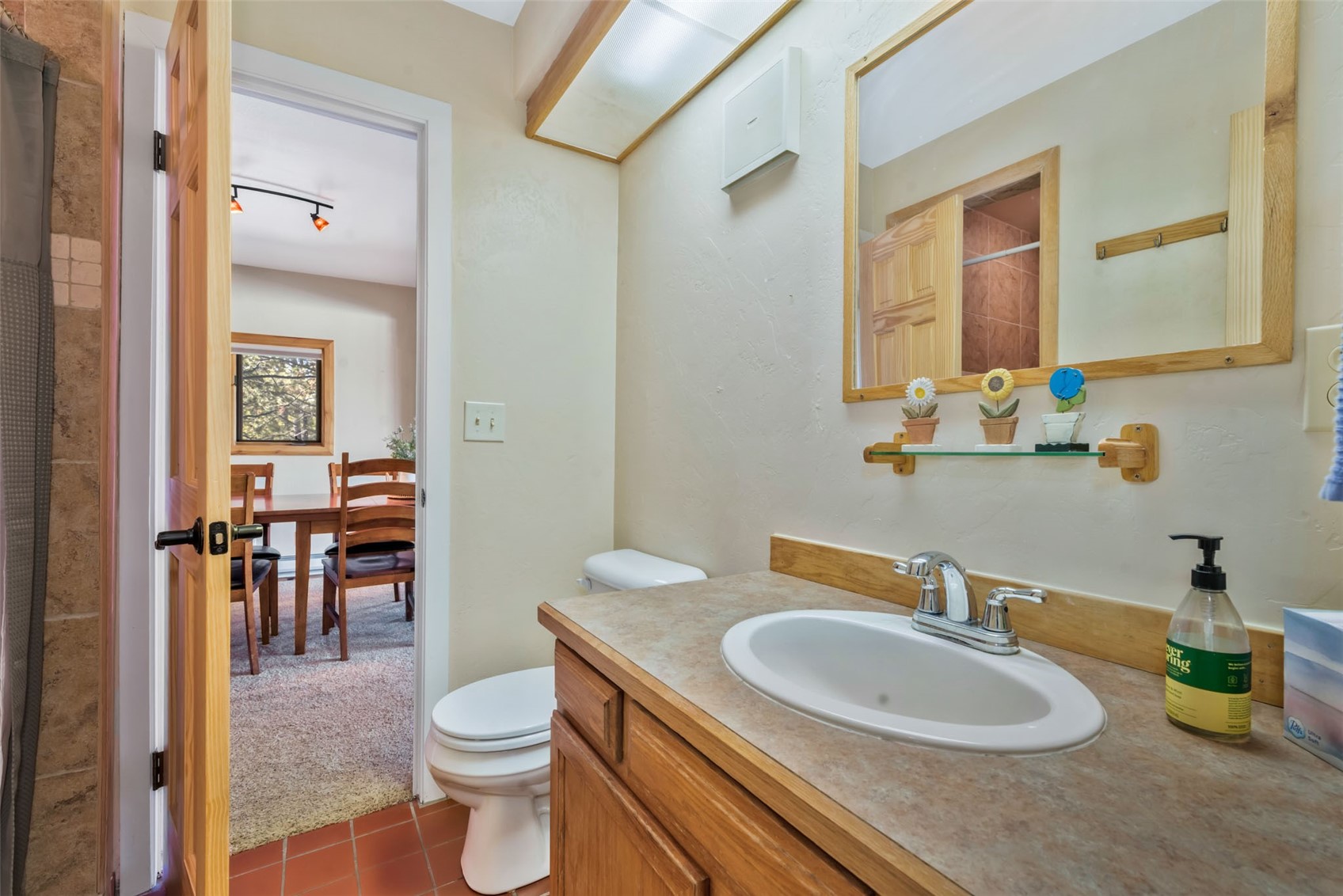 23628 County Road 62 Clark, CO 80428 - Photo 20 of 50 a bathroom with a toilet a sink a mirror and a window