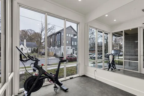 a view of a room with gym equipment
