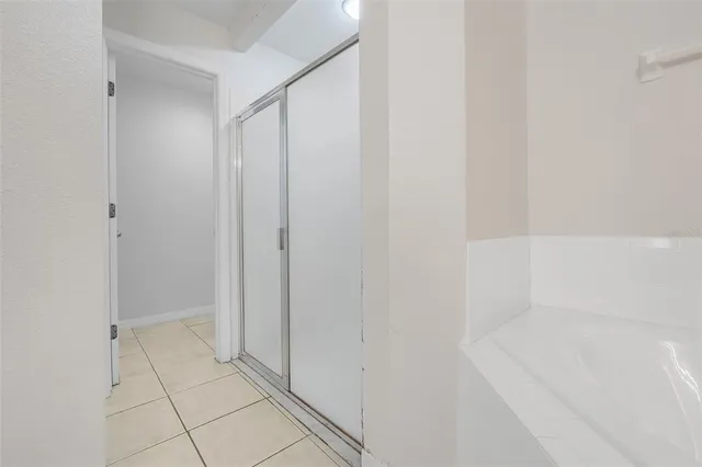 a bathroom with a bathtub