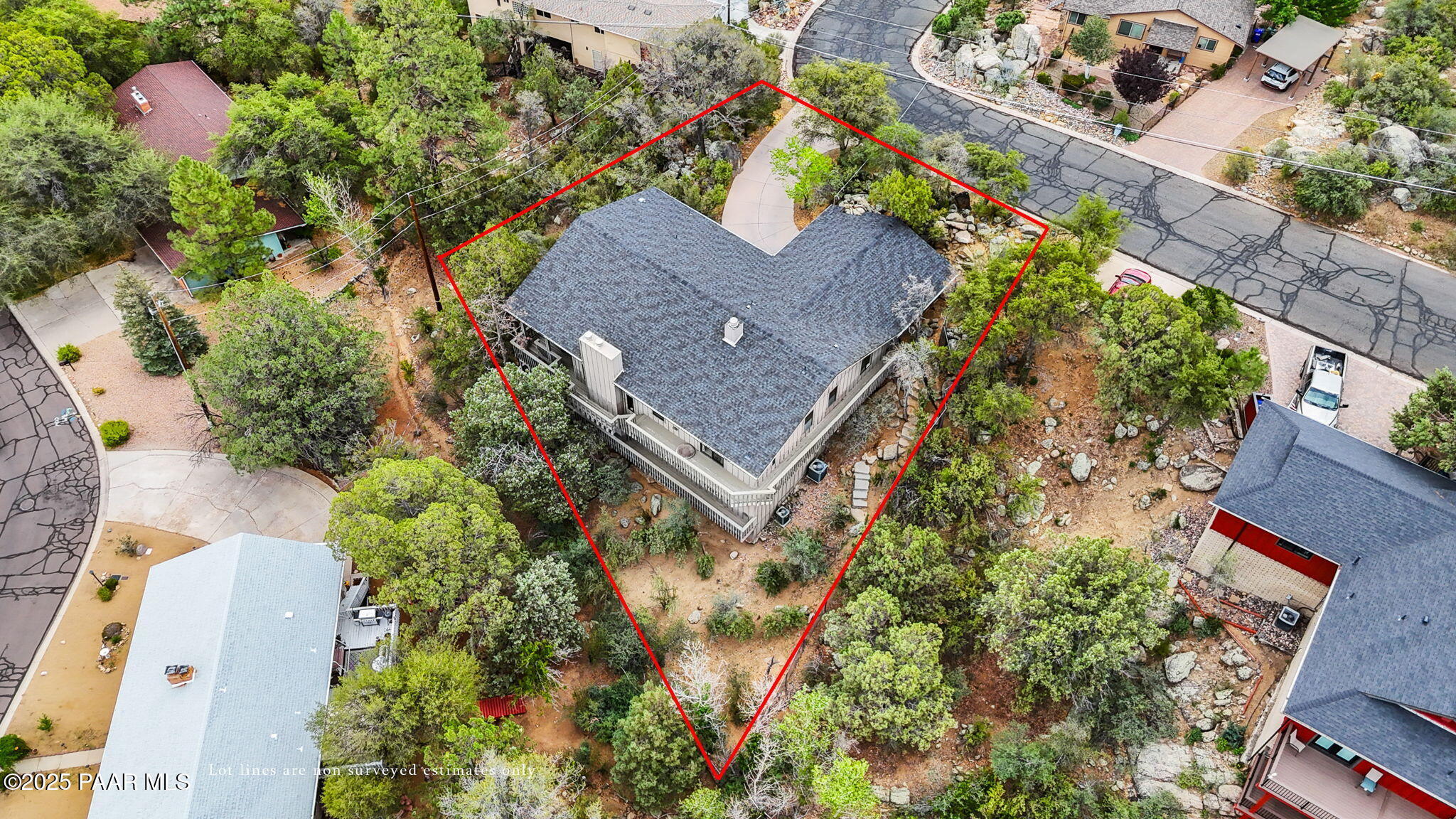 2008 Forest Hills Road Prescott, AZ 86303 - Photo 39 of 43 Birds Eye with Lot Lines