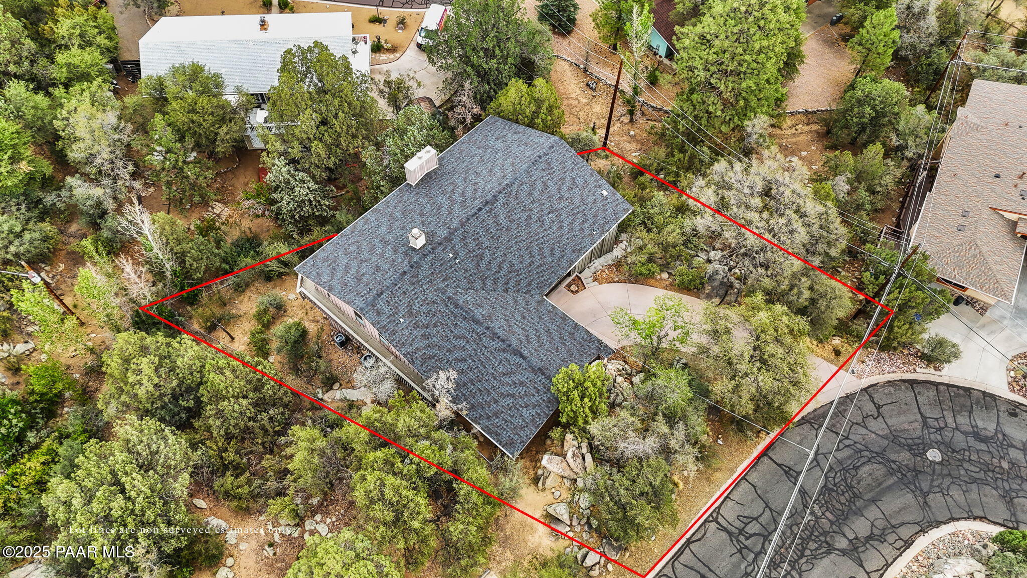 2008 Forest Hills Road Prescott, AZ 86303 - Photo 41 of 43 Birds Eye with Lot Lines (2)