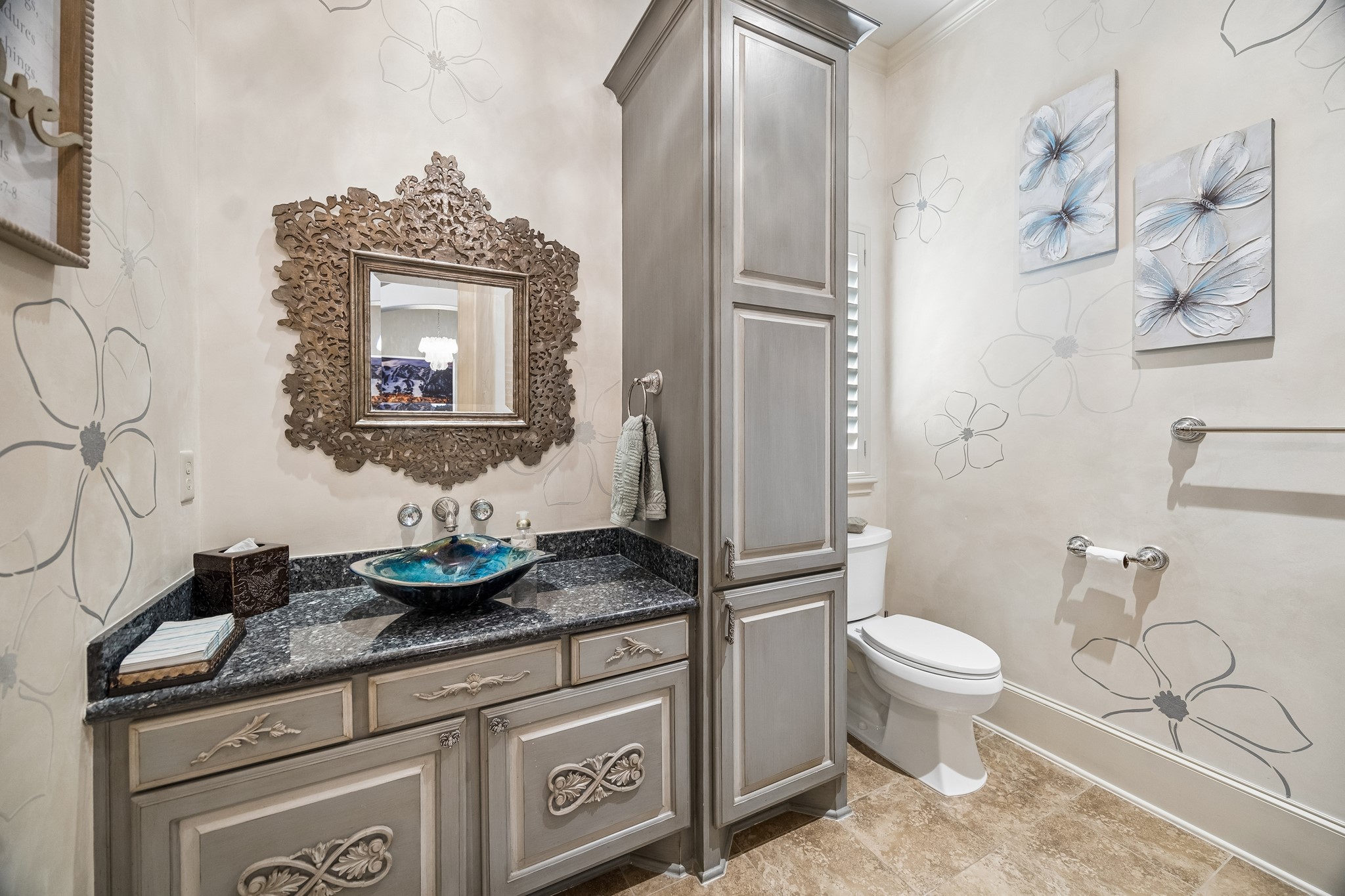 3914 Louvre Lane Houston, TX 77082 - Photo 27 of 31 a bathroom with a granite countertop toilet sink and mirror