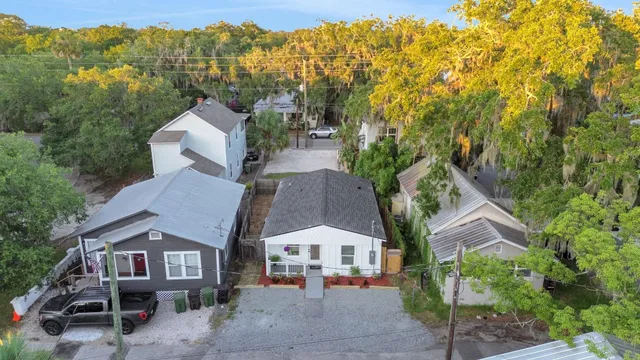 an aerial view of a house