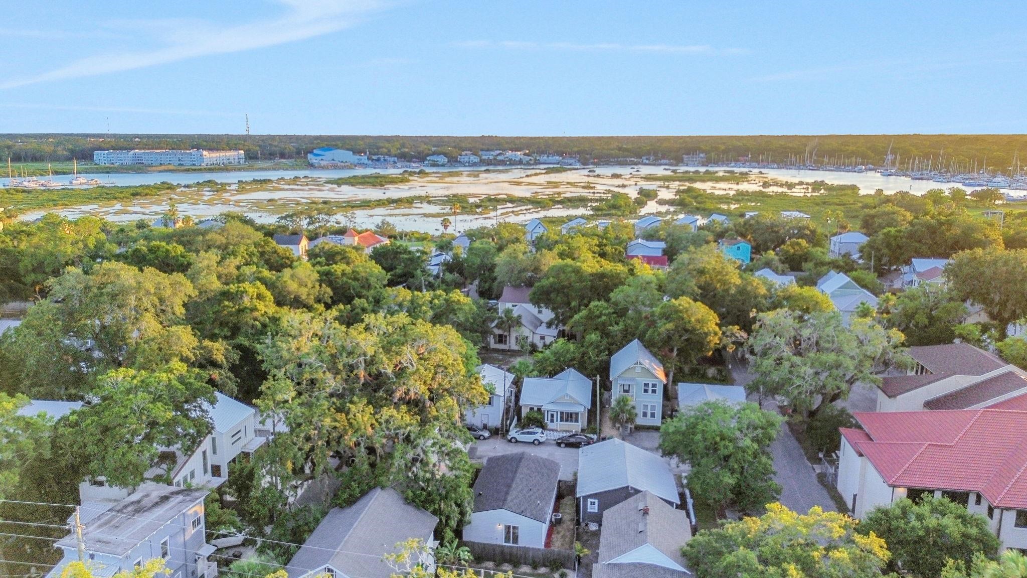 166 School Street St. Augustine, FL 32084 - Photo 41 of 44 an aerial view of residential houses with outdoor space and ocean view