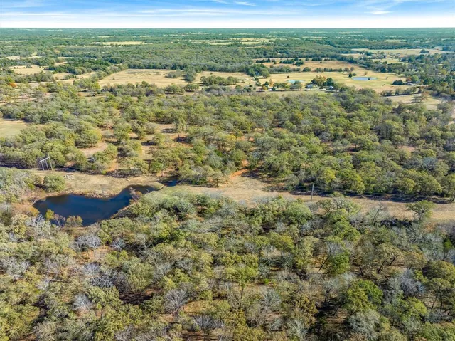 a view of a green field with an ocean