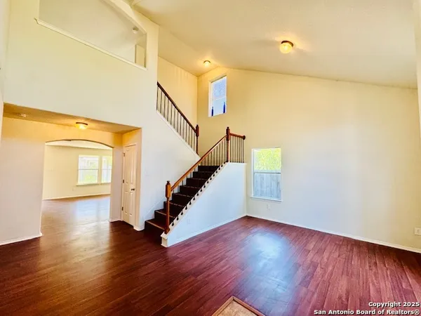 a view of entryway with wooden floor