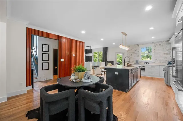 a view of a hallway with staircase
