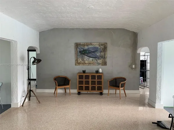 a living room with a large window