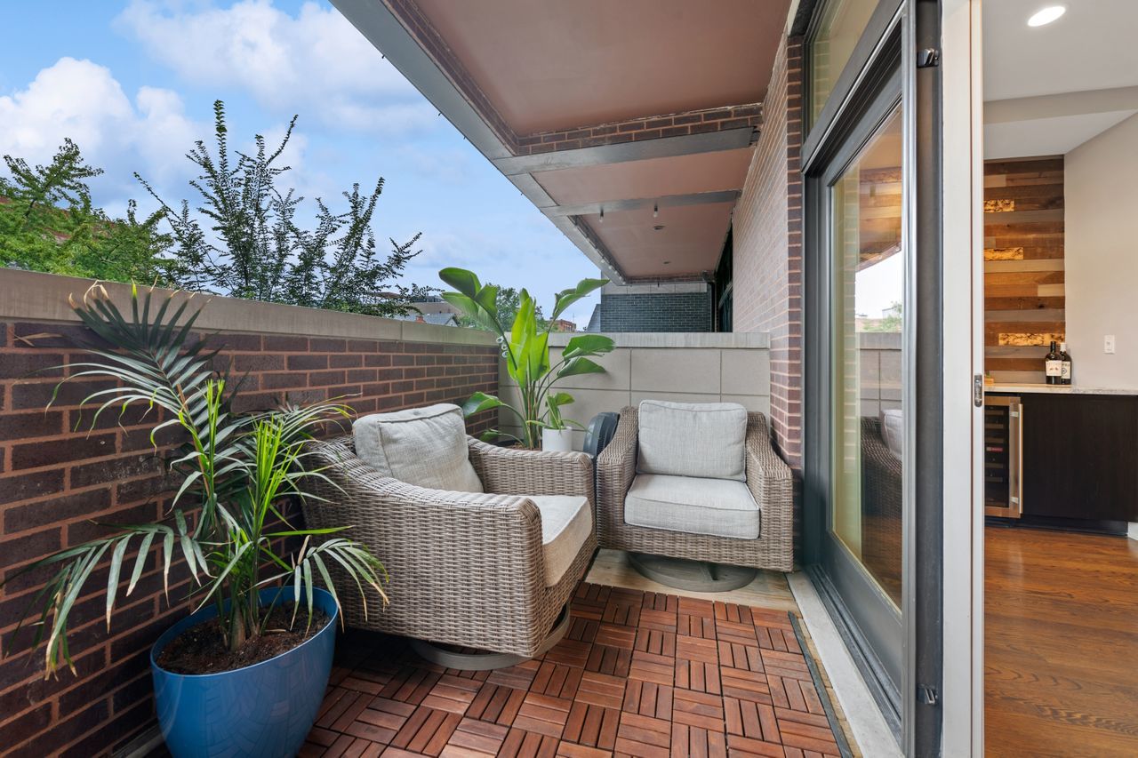 1224 West Ohio Street, Unit 2E Chicago, IL 60642 - Photo 16 of 17 a potted plant sitting in front of a door