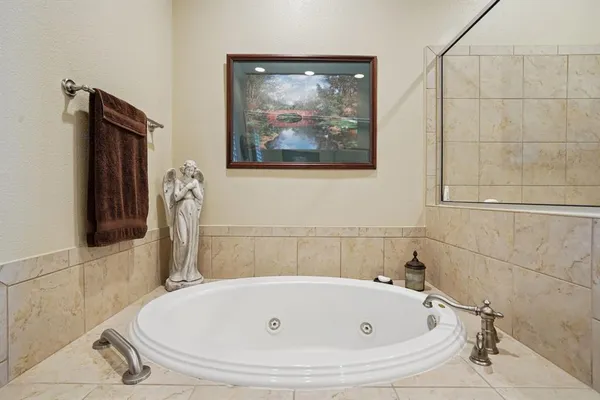 a bathroom with a tub