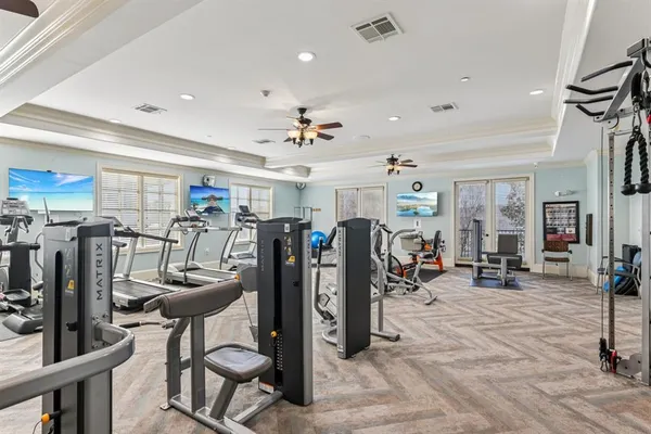 a view of a room with gym equipment