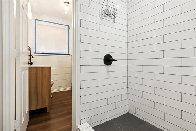 a bathroom with a shower