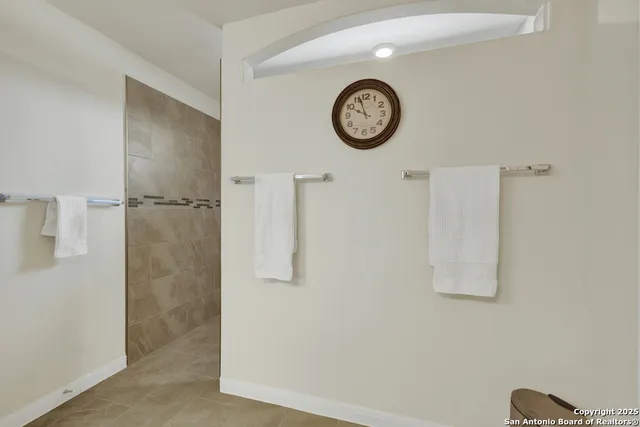 a close view of a shower in bathroom