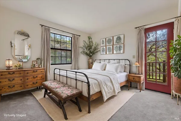 a view of a yard with an trees