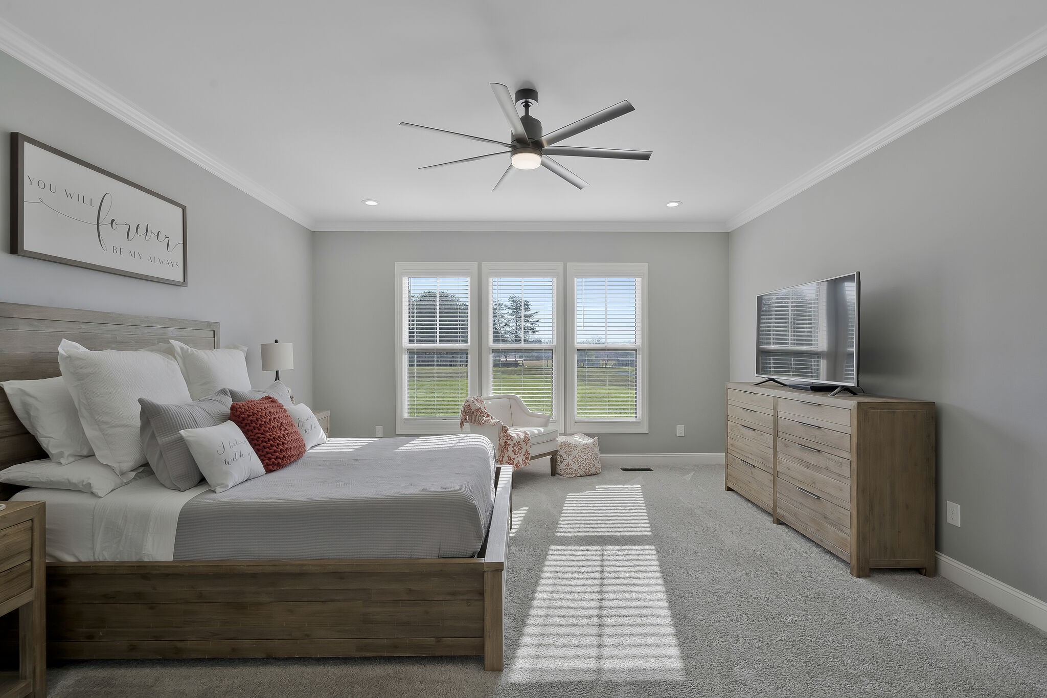 3125 Riley Creek Road Normandy, TN 37360 - Photo 19 of 53 a bedroom with a large bed and a flat tv screen