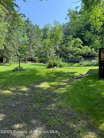 a view of a grassy field with trees