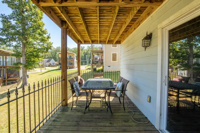 a view of a chairs on the deck