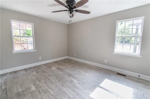 a view of a room with racks on the wall