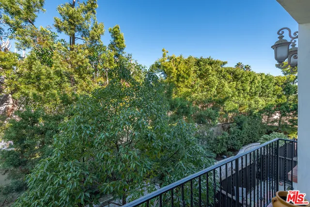 a view of a balcony with a plant