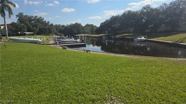 a view of a lake with a park