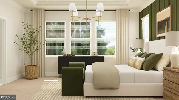 a bedroom with a bed and a large window with outer view