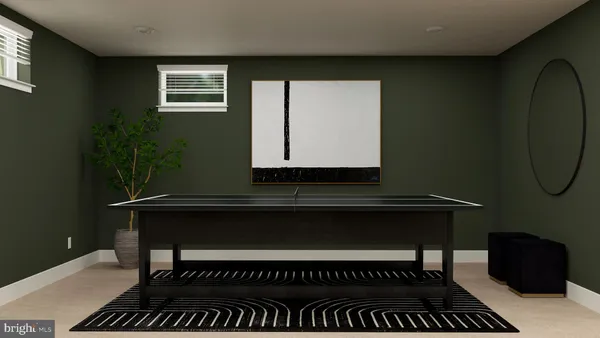 a living room with a piano a rug and a window