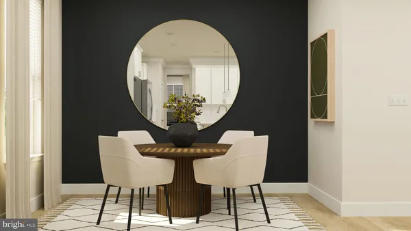 view of a dining room with furniture and wooden floor