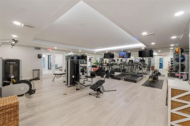 a view of a room with gym equipment