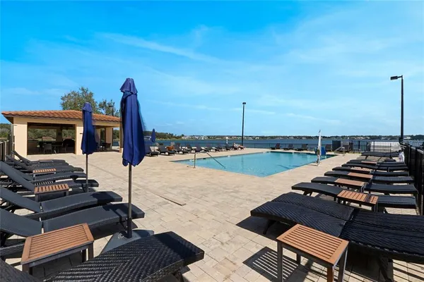 a view of a terrace with wooden floor