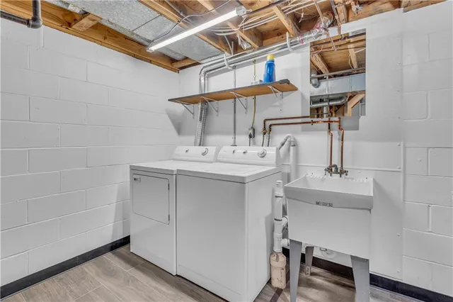 a utility room with cabinets