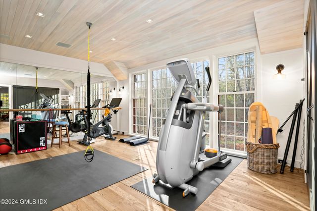 a view of a room with gym equipment