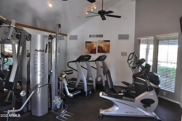 a view of a room with gym equipment